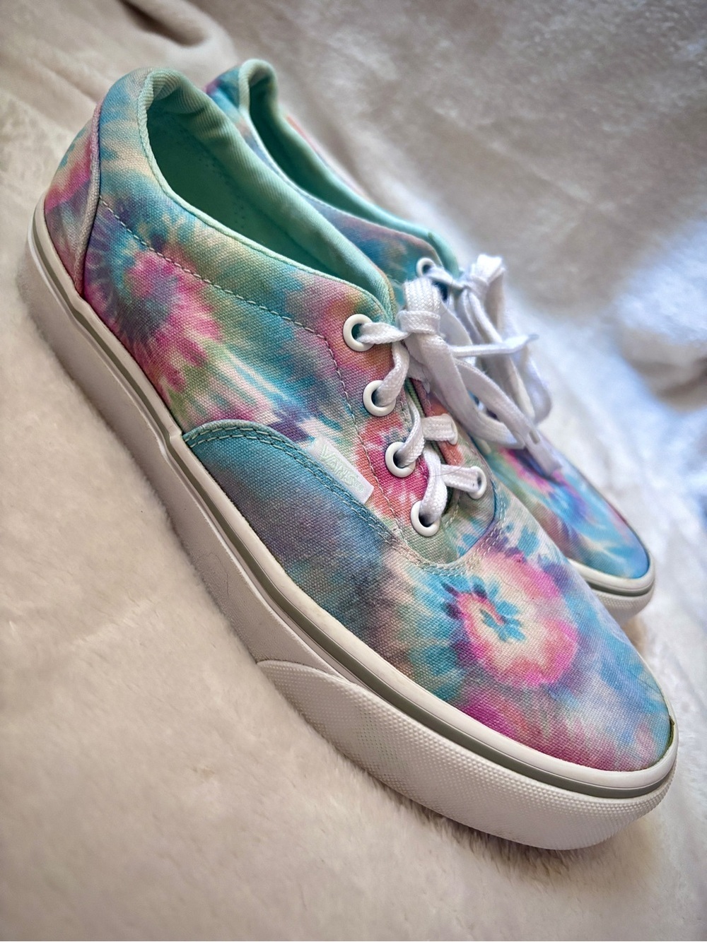 Vans Authentic Pastel Tie Dye Sneakers 7.5 Womens Casual Lace Up Shoes Pink Blue
